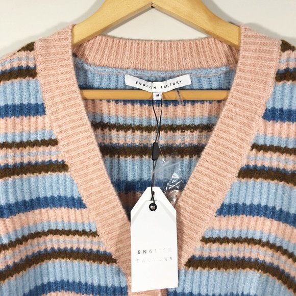 NWT! Nordstrom ENGLISH FACTORY Knit Stripe Cardigan in Multi M - Picture 7 of 16